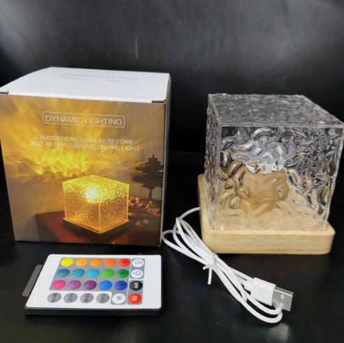 Rotating light shadow lamp projecting soothing patterns for bedroom atmosphere