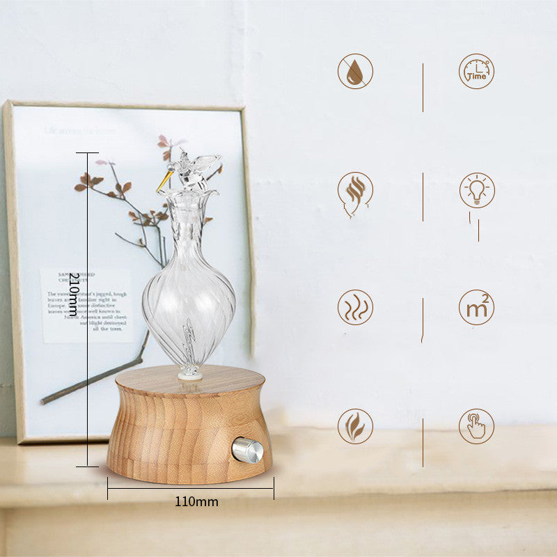 Compact 20ml essential oil diffuser with natural wood design for home and office