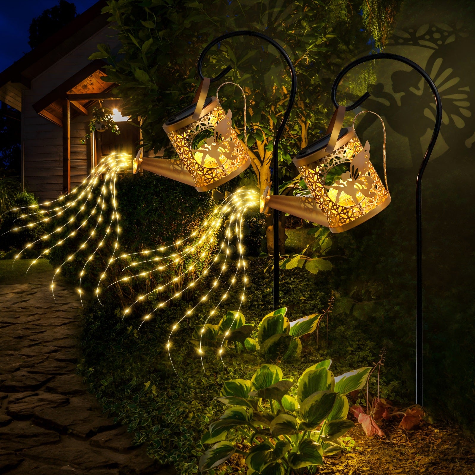 Solar Garden Lights Outdoor Decoration, Metal Solar Watering Can Lights Outdoor Waterproof, Small Patio Light Yard Lawn Pathway Decor, Gardening Gifts Solar Lantern Out