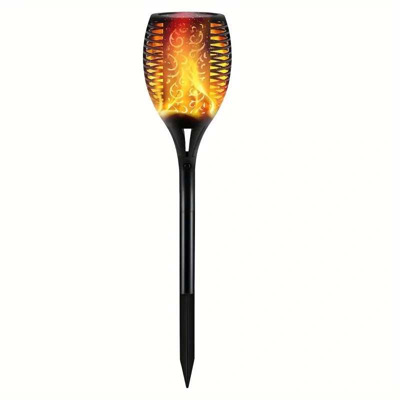 1pc Solar Powered Garden Lights, Outdoor Solar Pathway Torch Light With Flickering And Dancing Flame Light Landscape Lighting For Christmas Halloween Garden