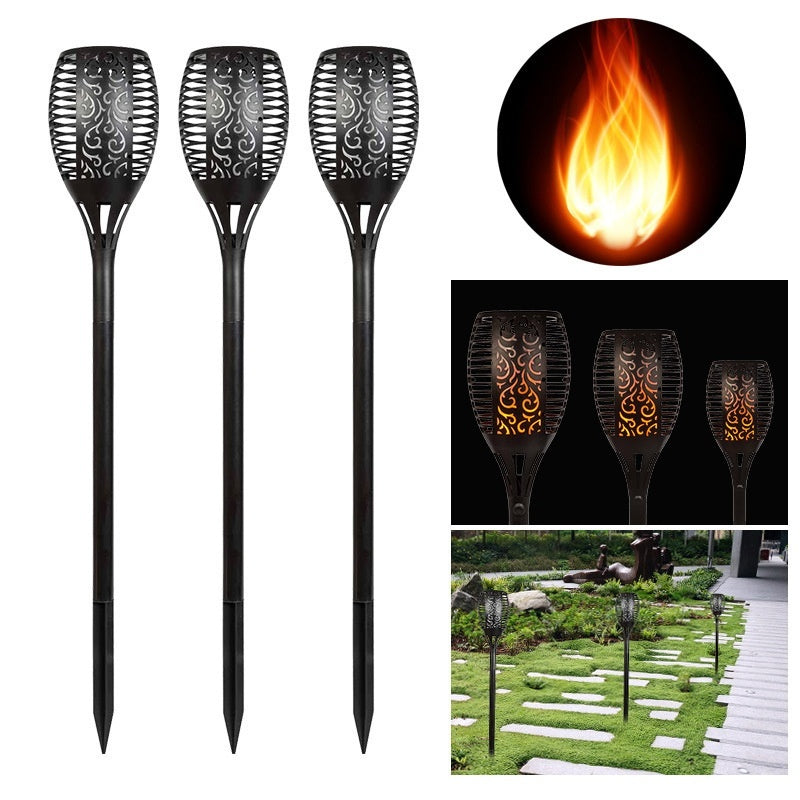 5pcs Solar Powered Garden Lights, Outdoor Solar Pathway Torch Light With Flickering And Dancing Flame Light Landscape Lighting For Christmas Halloween