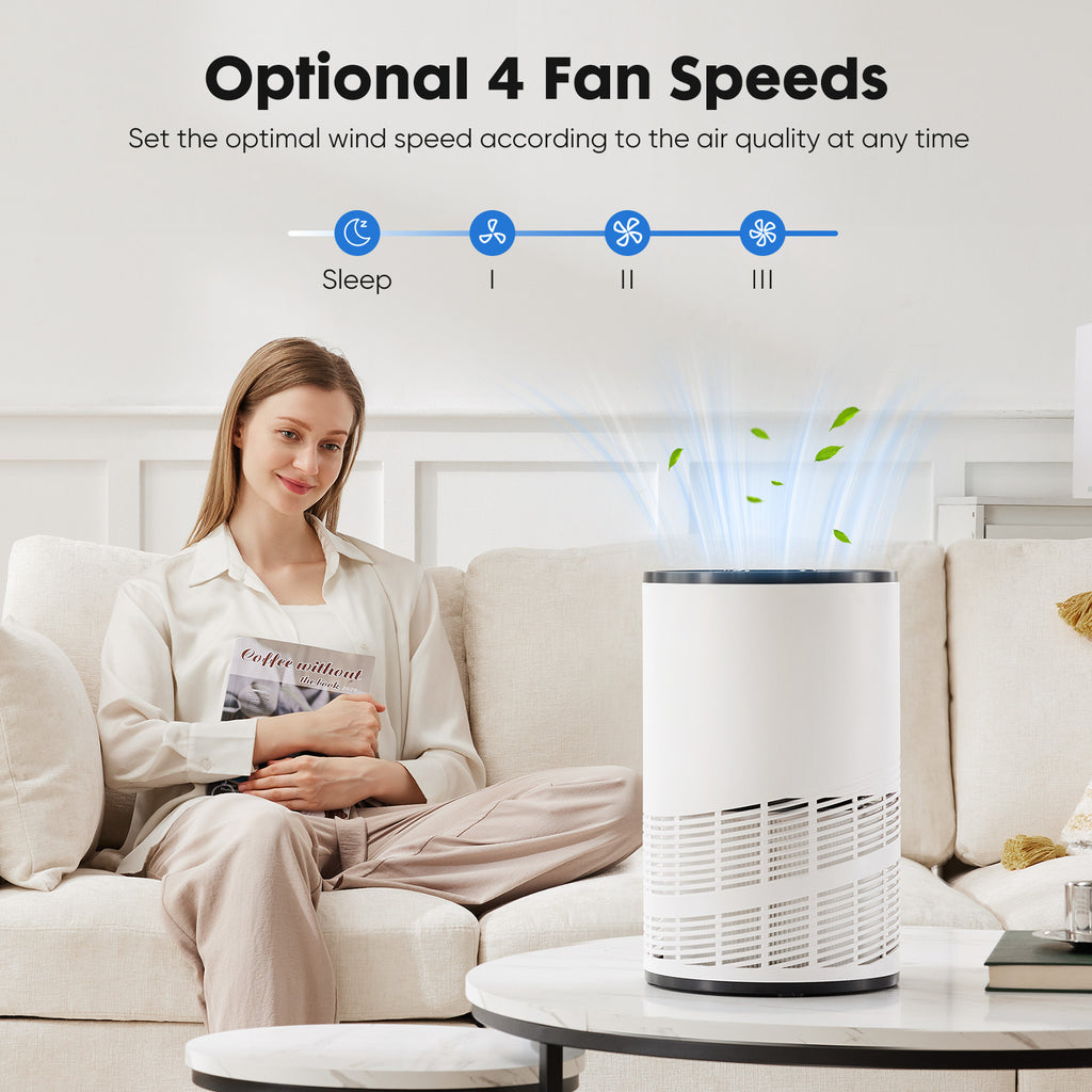 HEPA air purifier removing 99.97% of airborne pollutants and allergens