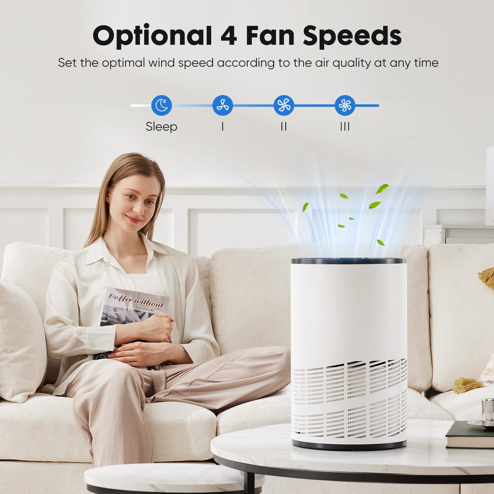 HEPA air purifier removing 99.97% of airborne pollutants and allergens