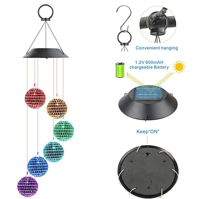 1pc Color Changing Solar Wind Chimes - LED Mobile Hanging Light For Garden, Patio, And Yard Decorat