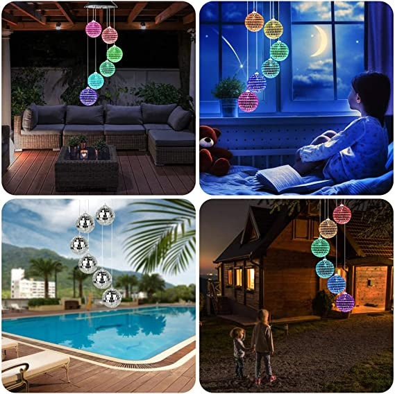 1pc Color Changing Solar Wind Chimes - LED Mobile Hanging Light For Garden, Patio, And Yard Decorat