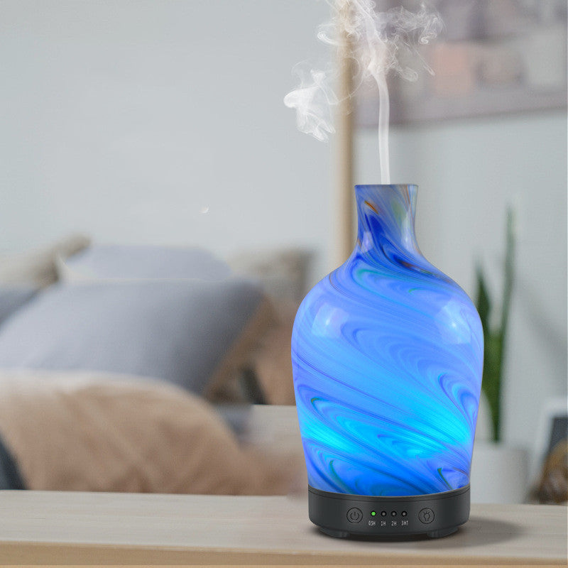 Ultrasonic aromatherapy diffuser creating fine mist for home wellness