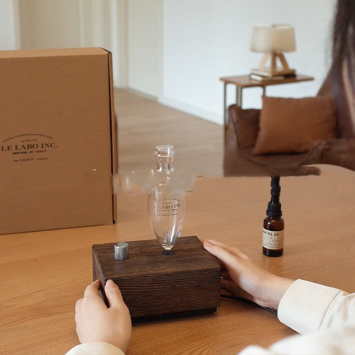 Wood grain essential oil diffuser size and dimension details