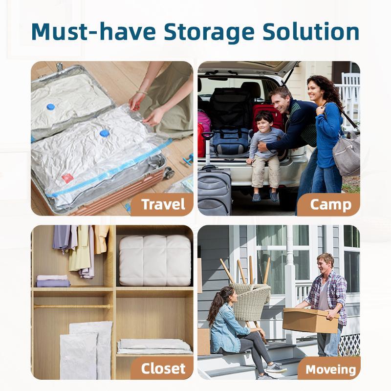 Eco-Friendly Clothes And Bedding Space-Saving Compression Bags, 4 Medium Bags, 4 Large Bags, 2 Extra Large Bags With Pump