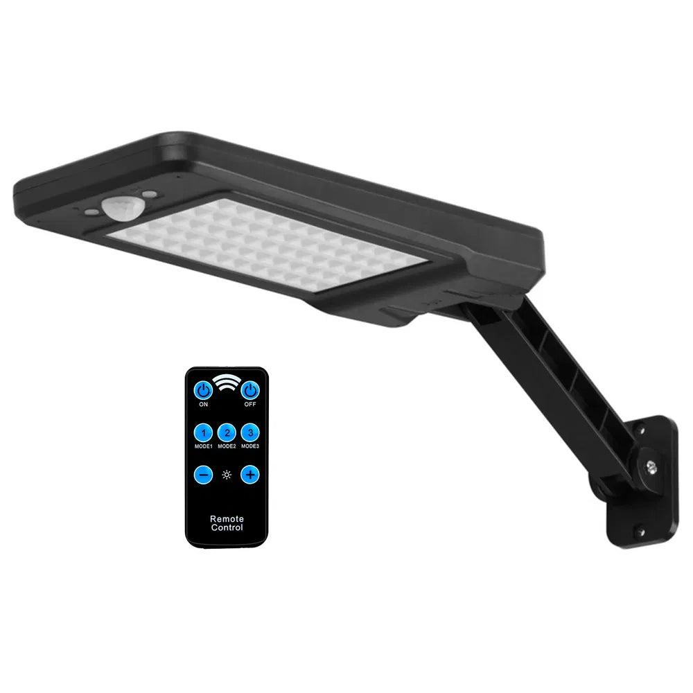 Outdoor solar wall light with 120-degree motion detection and wireless installation