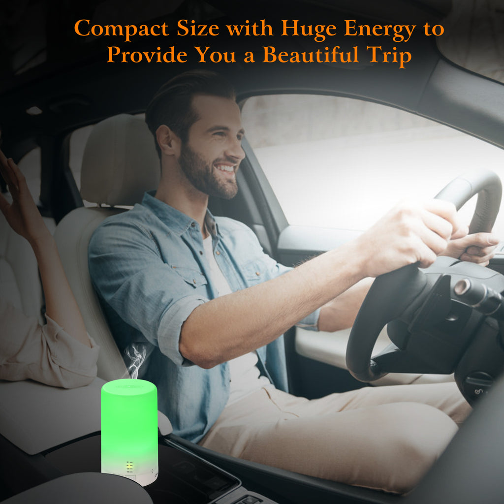 Mini cool mist diffuser with auto shut-off safety and USB charging cable