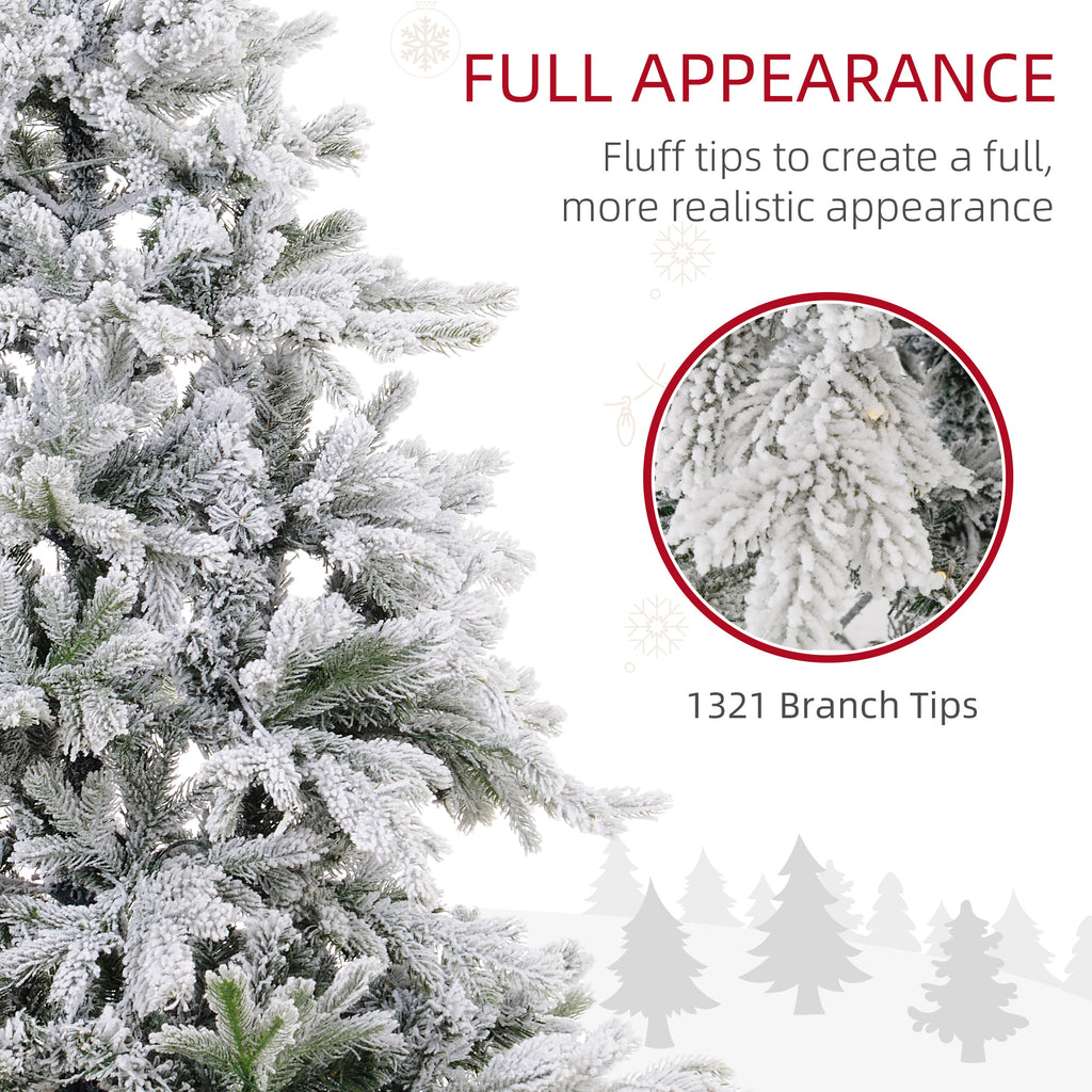Artificial Prelit Christmas Tree with Warm LED Light and Snow Flocked Branches