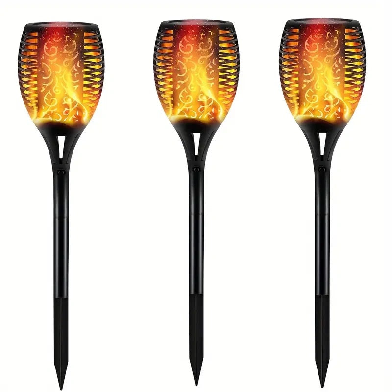 1pc Solar Powered Garden Lights, Outdoor Solar Pathway Torch Light With Flickering And Dancing Flame Light Landscape Lighting For Christmas Halloween Garden