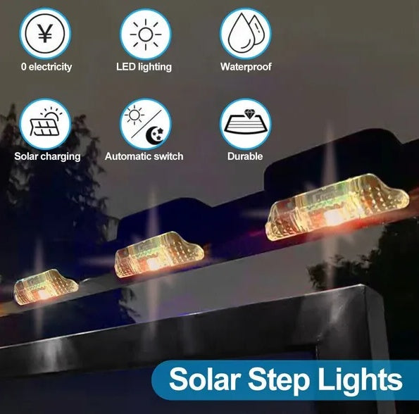 Solar deck lights 8 pack waterproof LED step lights for stairs outdoor