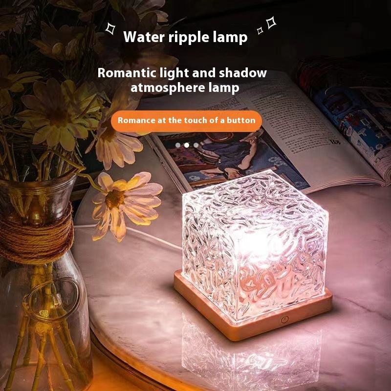 Dynamic shadow projector lamp creating ocean wave light effect in living room