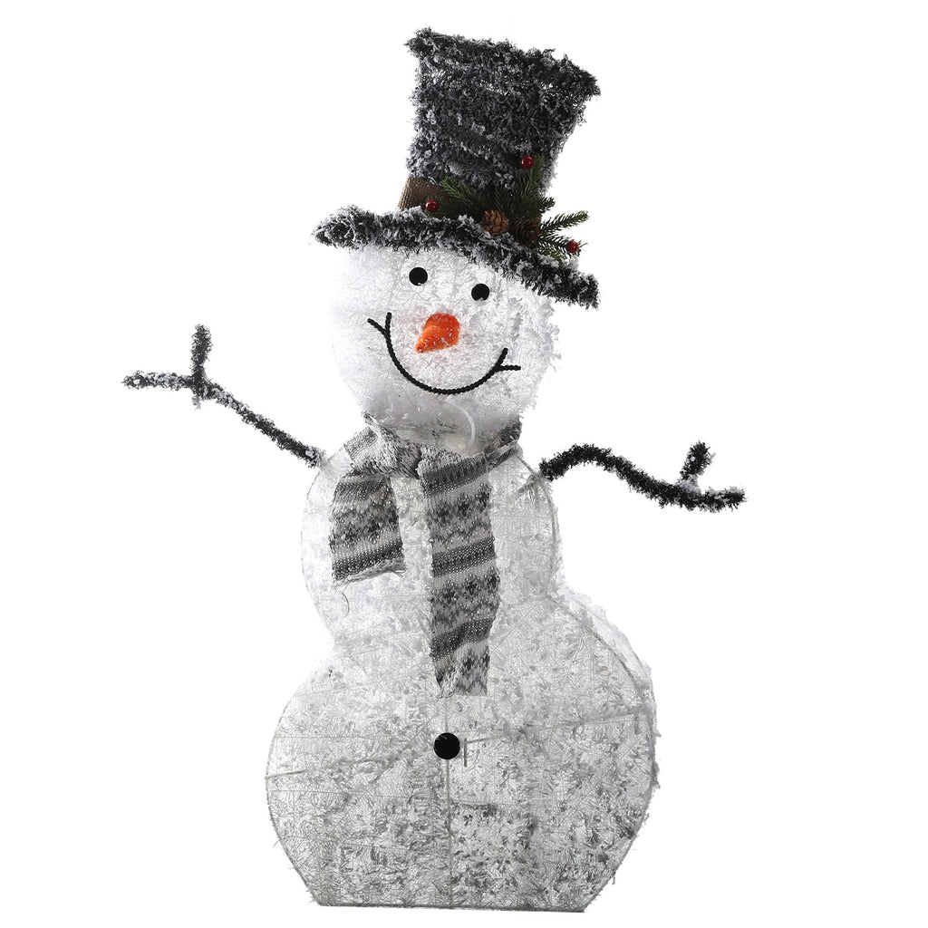 1Pc LED Christmas Snowman Decoration Light Collapsible Battery Operated Lighted Snowman Indoor Outdoor Garden Light With Removable Hands Scarf
