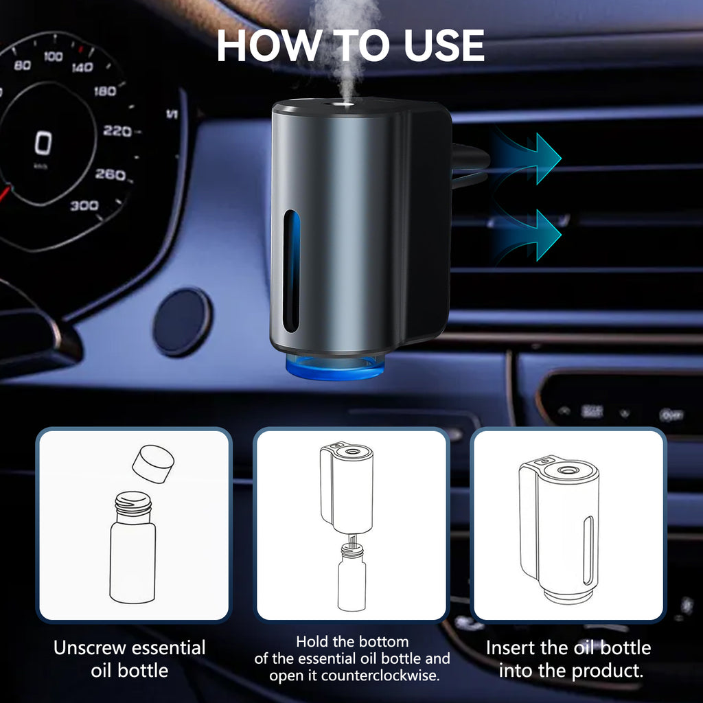 M80 car aromatherapy diffuser with easy-fill water tank and one-button control
