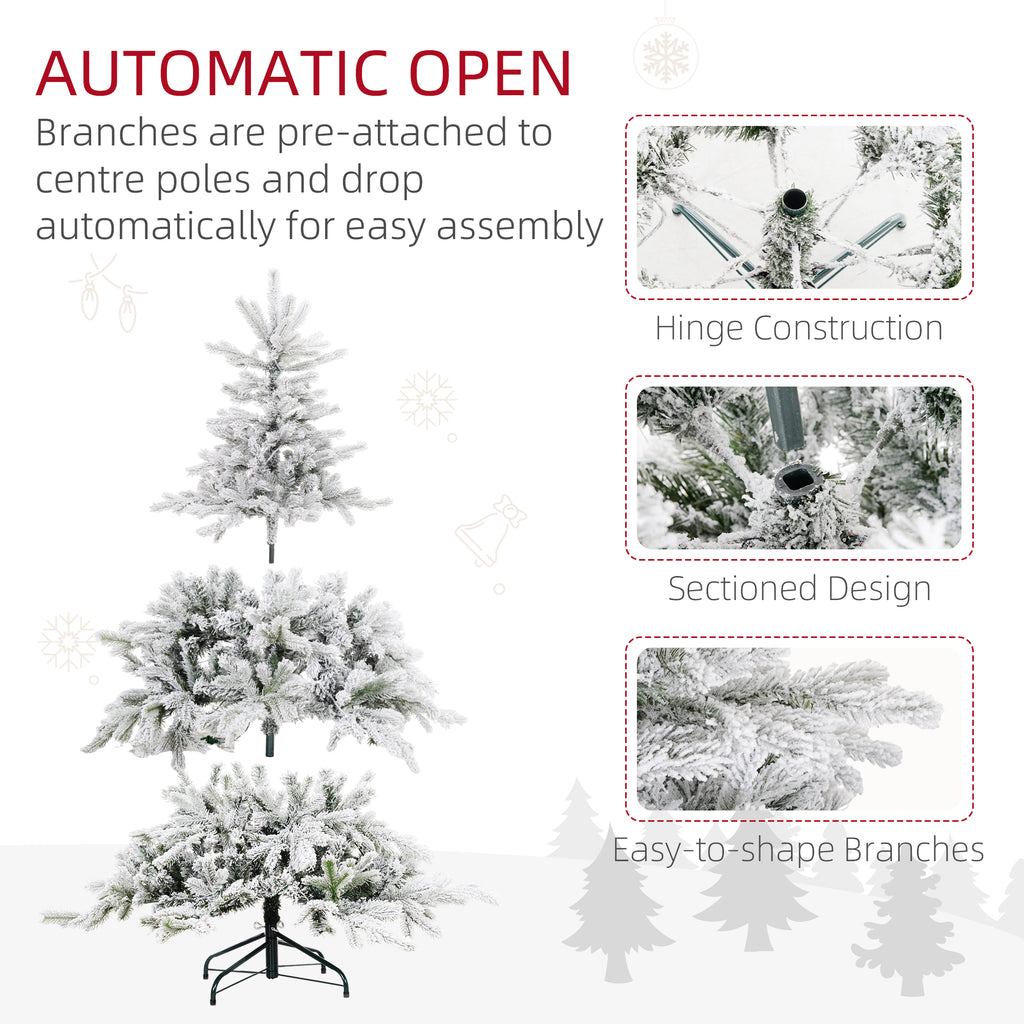 Artificial Prelit Christmas Tree with Warm LED Light and Snow Flocked Branches