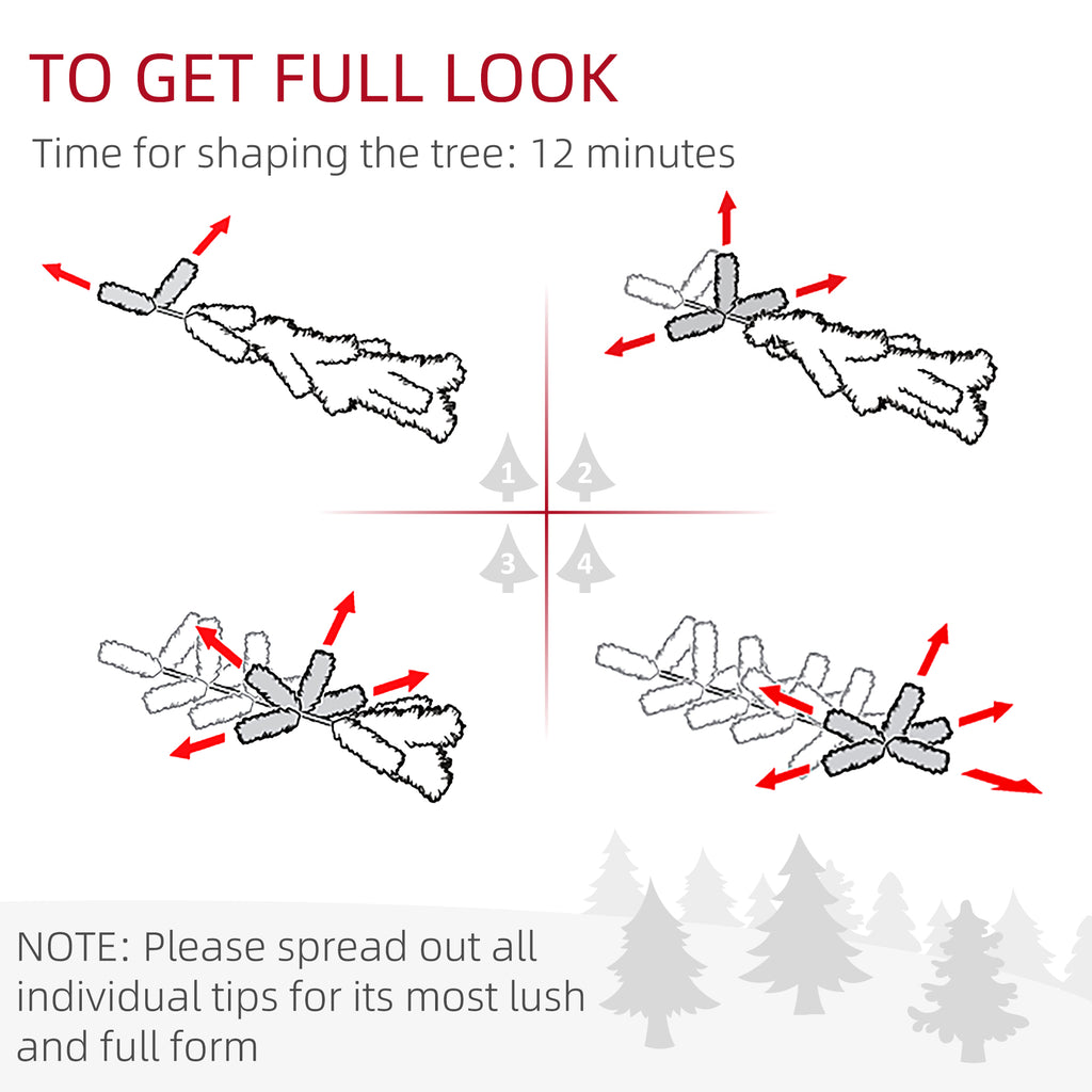 Artificial Prelit Christmas Tree with Warm LED Light and Snow Flocked Branches