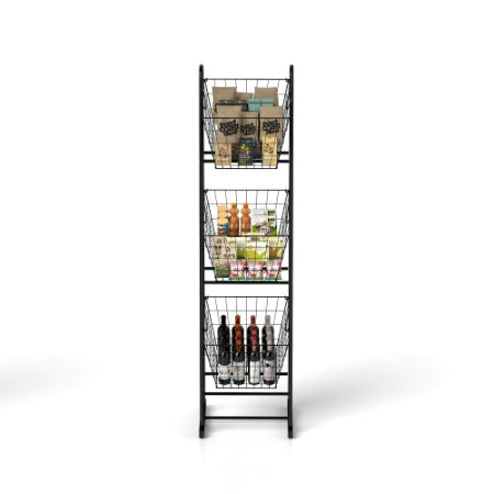 3-Tier Kitchen Storage Basket Organizer, Freestanding Metal Wire Rack For Fruit, Vegetables, And Pantry Items