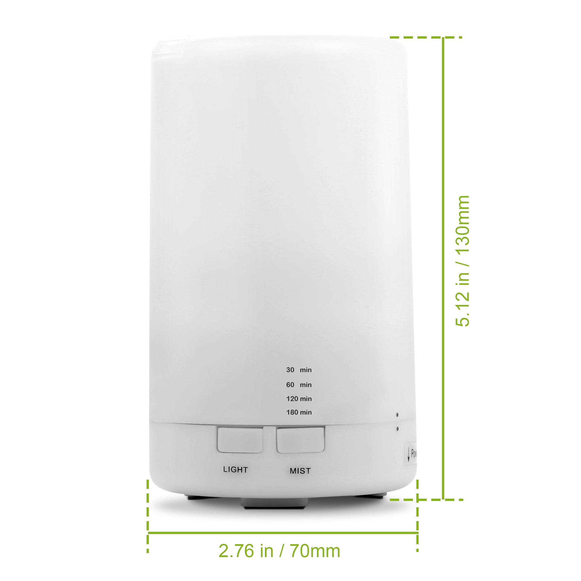 Compact USB powered humidifier diffuser with color changing LED lights on desk