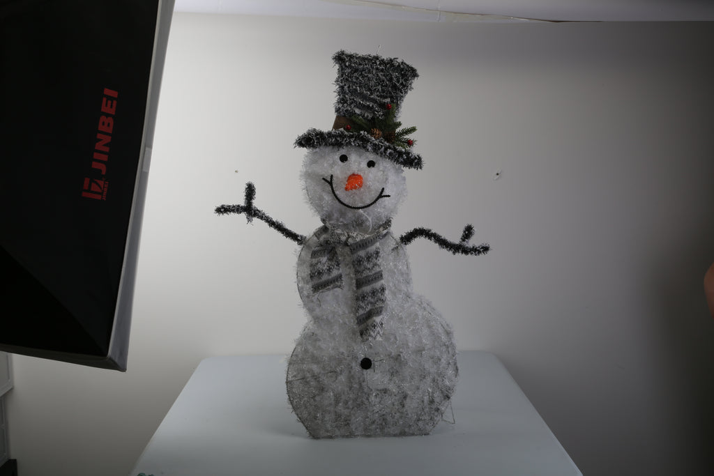 1Pc LED Christmas Snowman Decoration Light Collapsible Battery Operated Lighted Snowman Indoor Outdoor Garden Light With Removable Hands Scarf