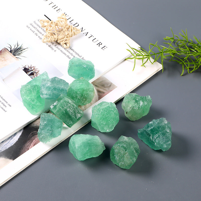 Authentic unpolished green fluorite healing stone for spiritual growth and energy work