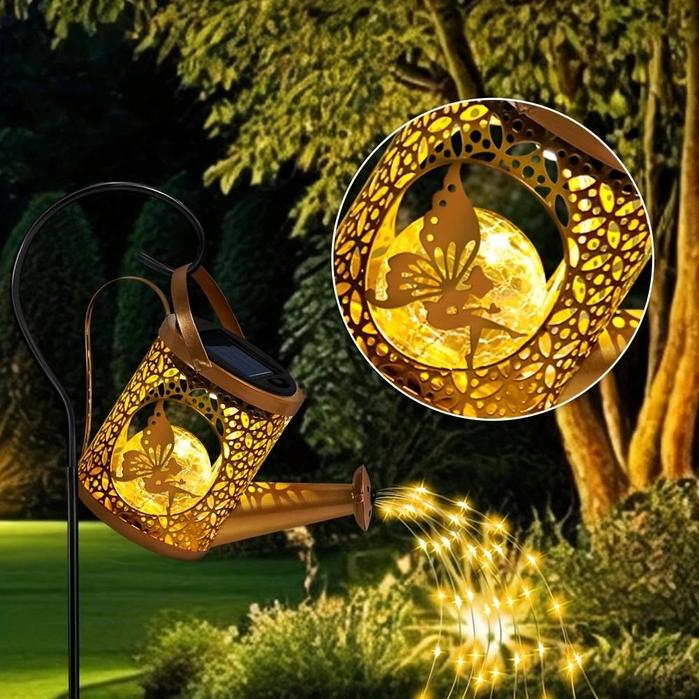 Solar Garden Lights Outdoor Decoration, Metal Solar Watering Can Lights Outdoor Waterproof, Small Patio Light Yard Lawn Pathway Decor, Gardening Gifts Solar Lantern Out