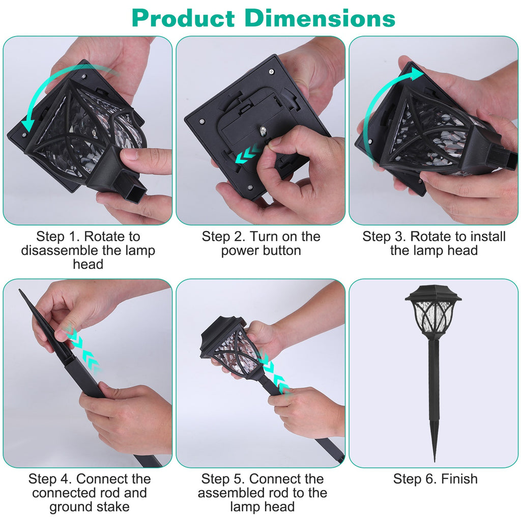 6Pack Solar Powered Stake Light Outdoor Decorative Landscape Lamp IP45 Waterproof Auto On Off Outdoor Light For Pathway Garden Yard Patio