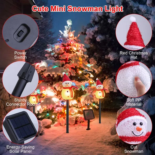 Solar snowmen lights outdoor Christmas decoration with warm LED glow