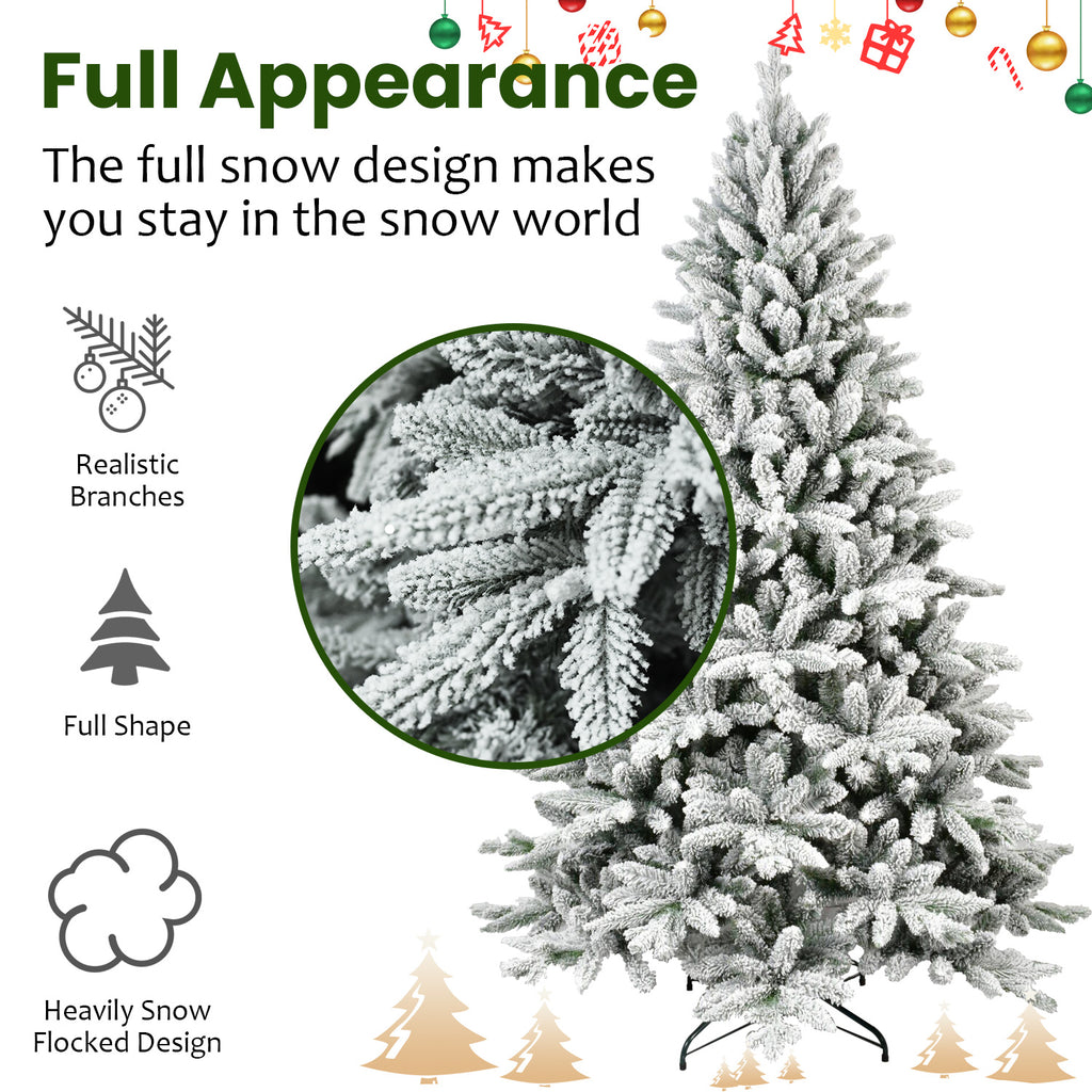 7ft PVC And PE Flocked Hinged Tree, Eco-friendly And Fire-resistant Artificial Christmas Tree, New Material Traditional Christmas Tree Suitable For Holidays, Parties, Offices, And Home Living
