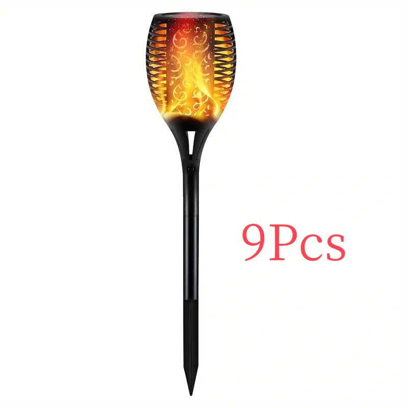 1pc Solar Powered Garden Lights, Outdoor Solar Pathway Torch Light With Flickering And Dancing Flame Light Landscape Lighting For Christmas Halloween Garden