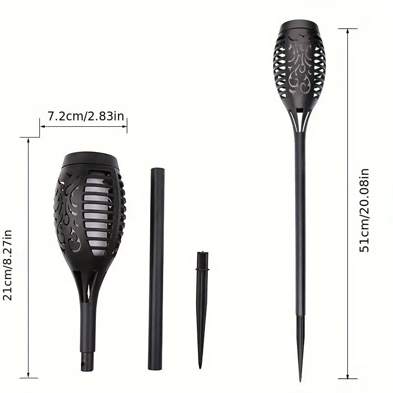 5pcs Solar Powered Garden Lights, Outdoor Solar Pathway Torch Light With Flickering And Dancing Flame Light Landscape Lighting For Christmas Halloween