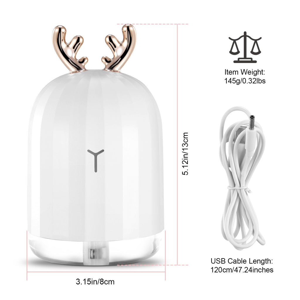 Ultrasonic air humidifier producing fine cool mist with color changing lights