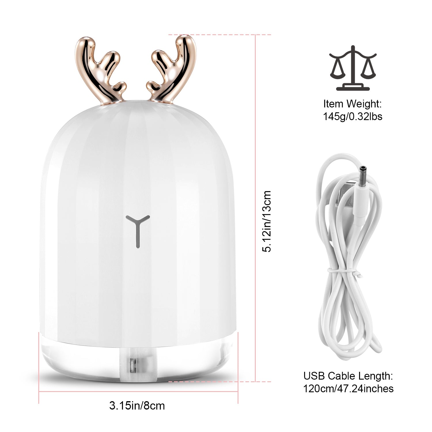 Ultrasonic air humidifier producing fine cool mist with color changing lights