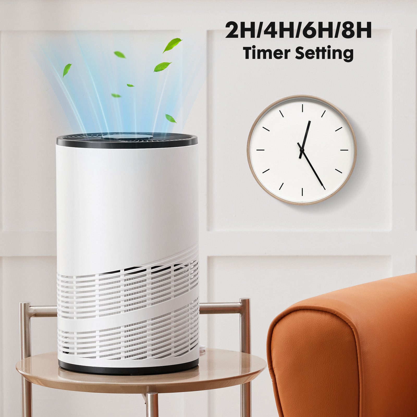 HEPA air cleaner with smart air quality sensor and 3 speed settings for home