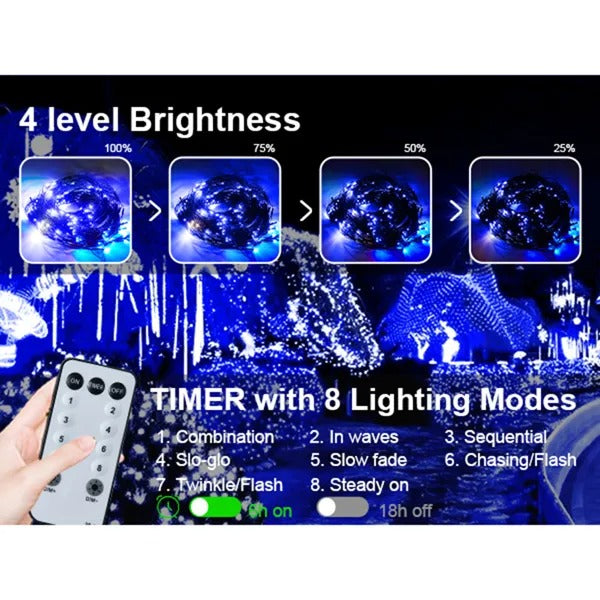 9.8 6.5FT Christmas Mesh Net Light,360 LED Net Light With 8 Modes Remote,Connectable Net String Christmas Lights For Garden