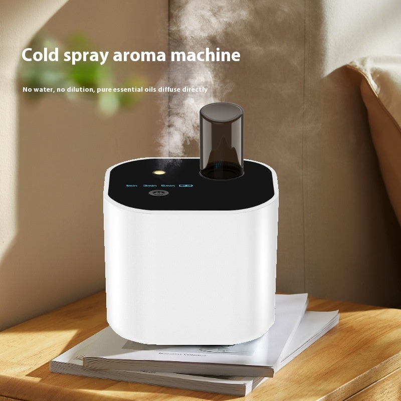 Rechargeable smart aroma diffuser in white - compact square design with USB charging